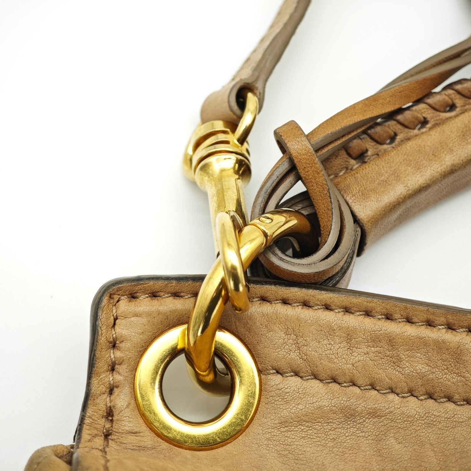 MIU MIU Matelassé Leather Handbag 2-Way Brown Women's