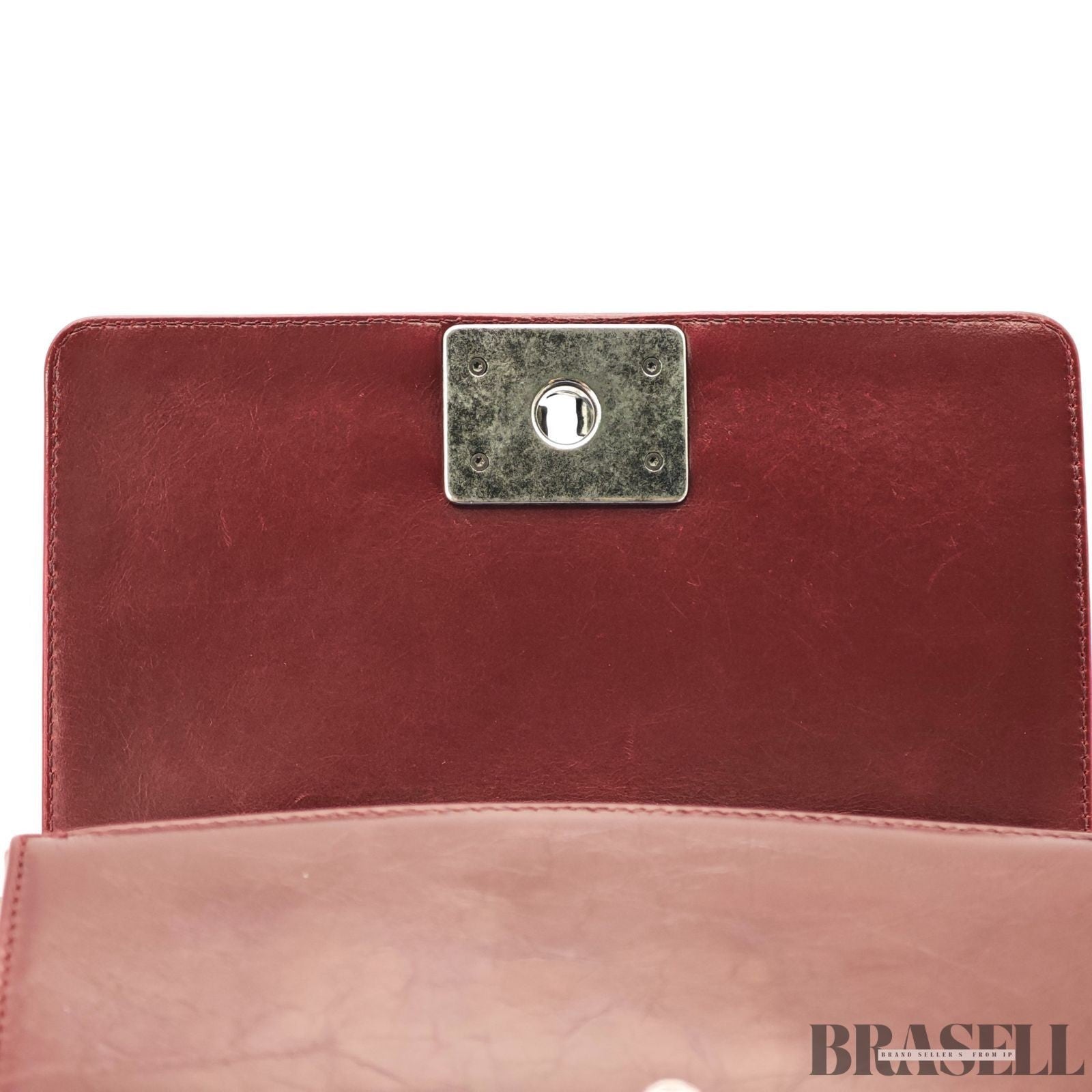 CHANEL Boy Chanel A67086 Flap Shoulder Bag Small Bordeaux Leather Women's