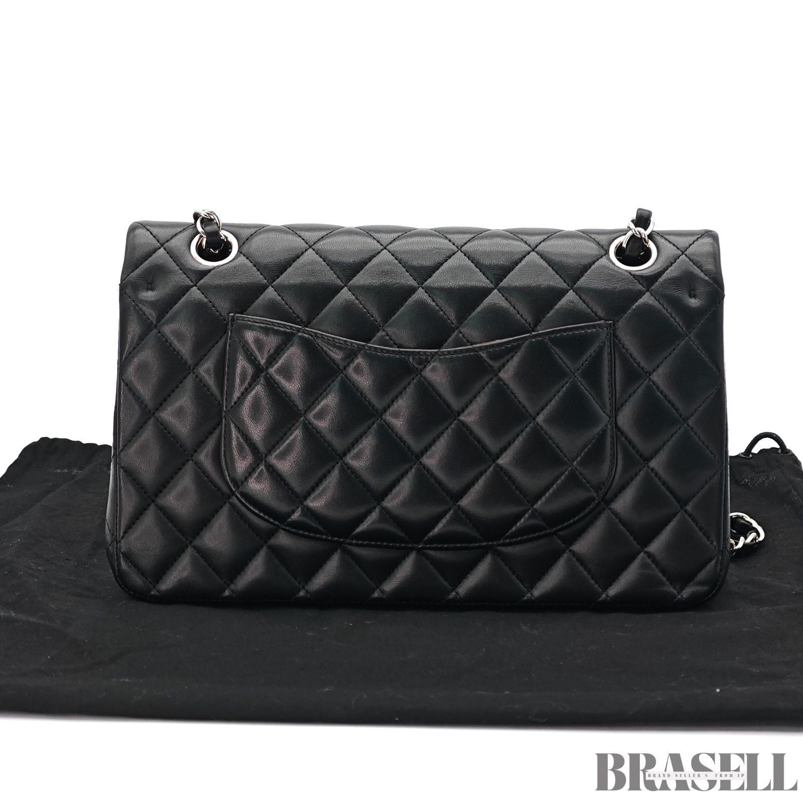 CHANEL Matelasse Classic Flap 25 A01112 Black Shoulder Bag w/ Dust Bag Card
