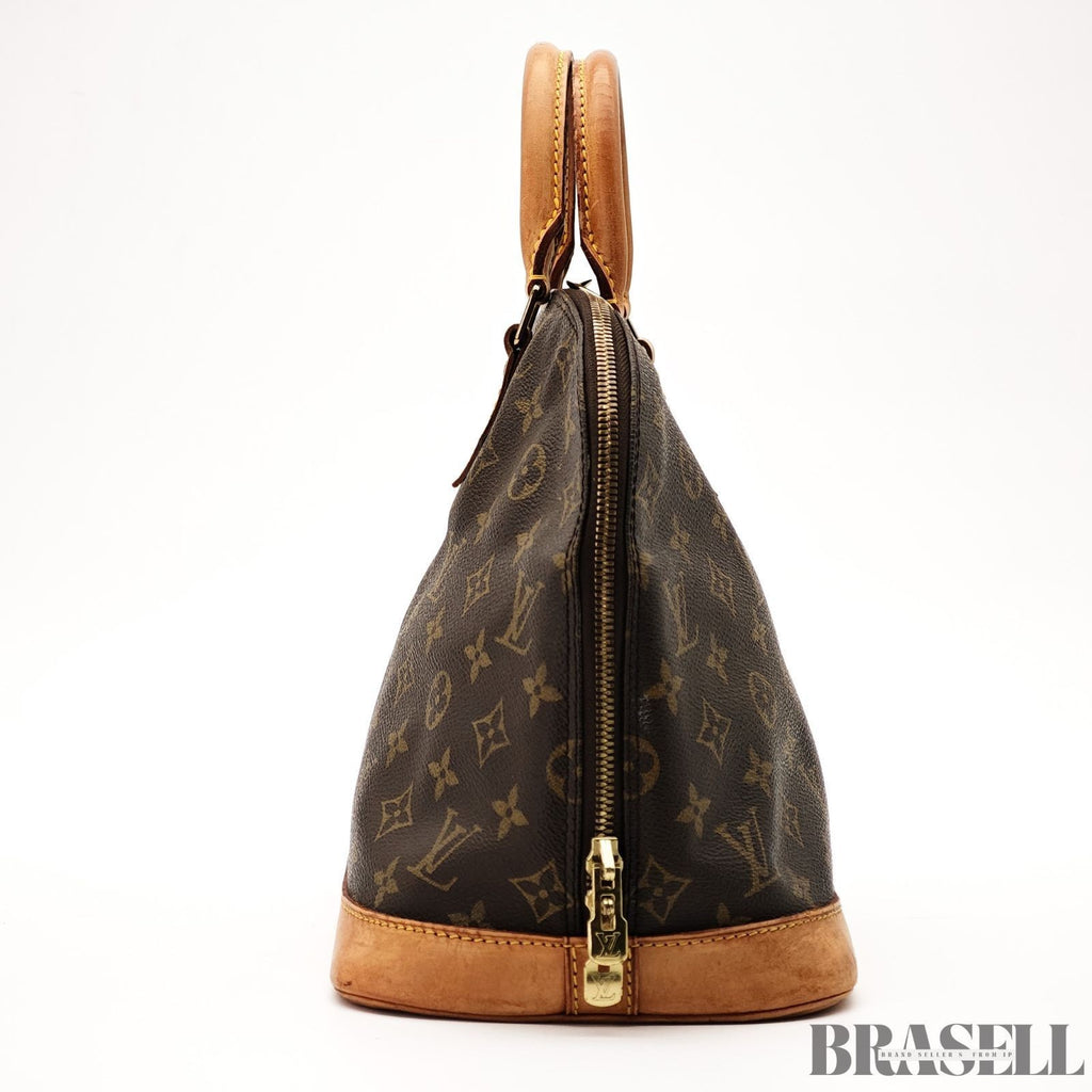 Louis Vuitton Alma PM M51130 Monogram Canvas Handbag Brown Unisex w/Padlock Key