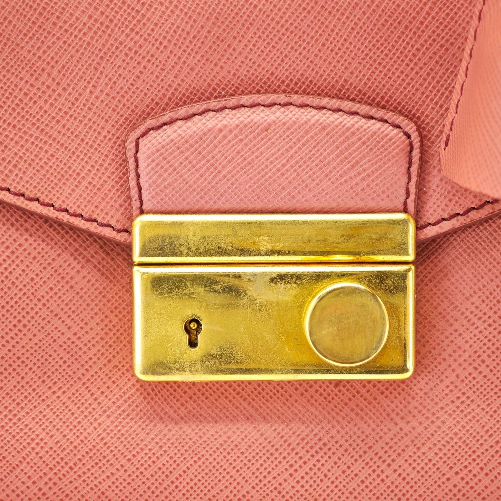 PRADA Saffiano Leather Galleria 2-Way Handbag/Tote Bag Pink with Shoulder Strap
