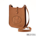 HERMES Mini Evelyne Shoulder Bag Crossbody Gold Brown Taurillon Clemence Leather
