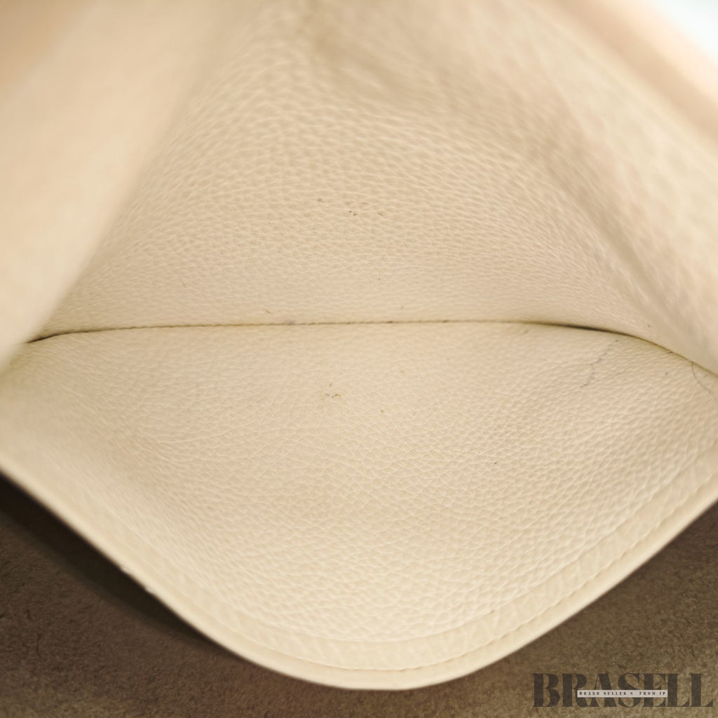 Hermes Evelyne I PM Taurillon Clemence Shoulder Bag White Unisex Silver Hardware