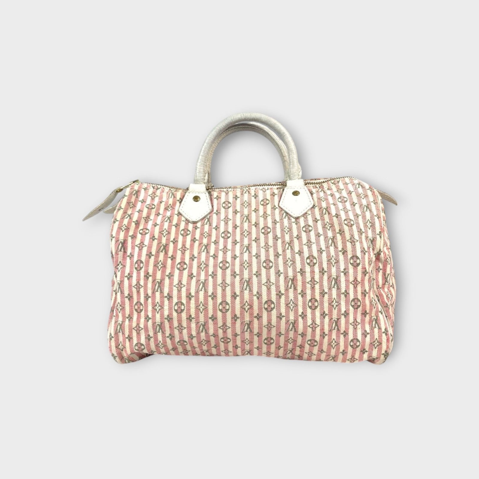 Louis Vuitton Monogram Mini Lin Croisette Speedy 30 Handbag Pink White M95501【B】
