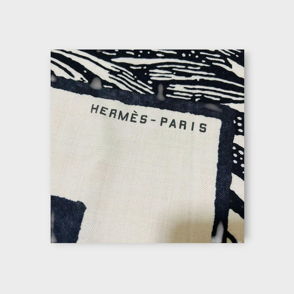 Hermès Carré Géant "Cavalier en Forme" Scarf 140 Cashmere Silk 【A】