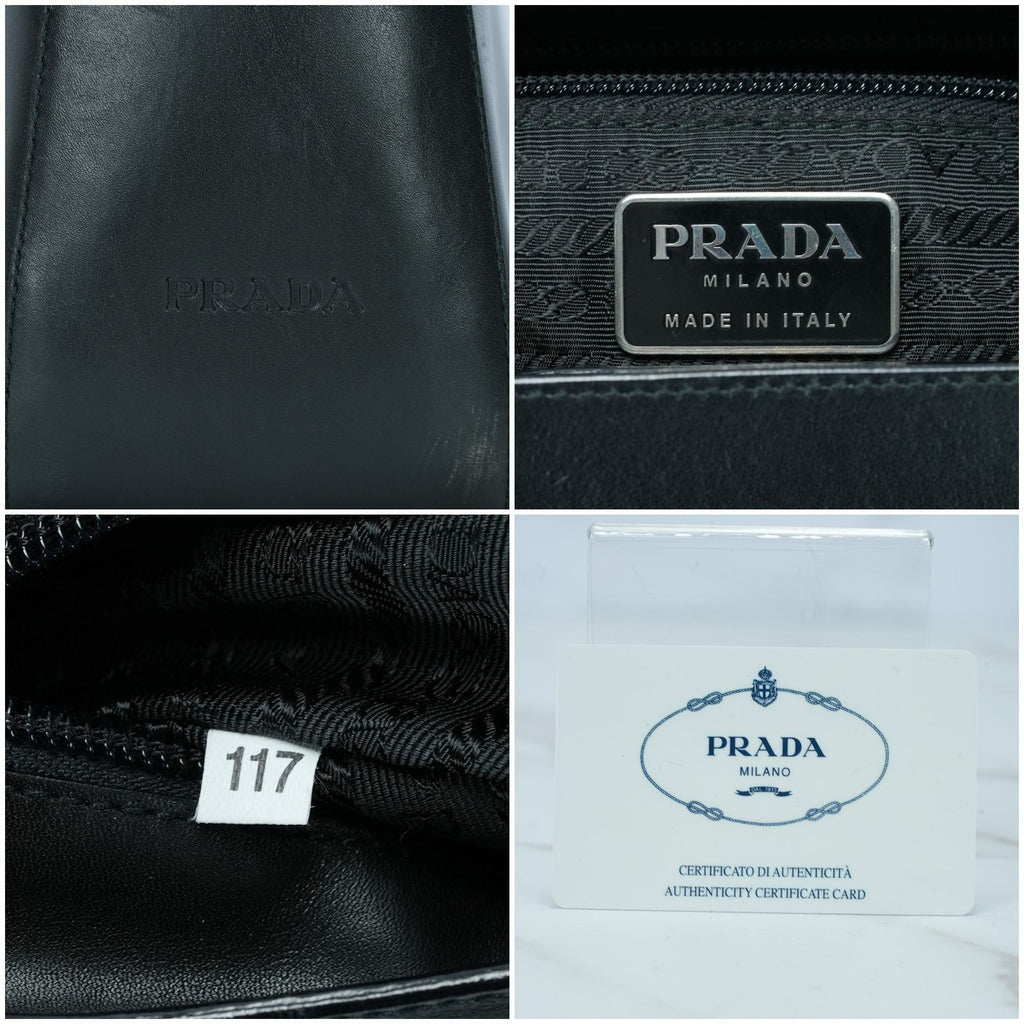 PRADA Vitello VITELLO CORINO NERO Handbag BR1277 Black Tote Bag