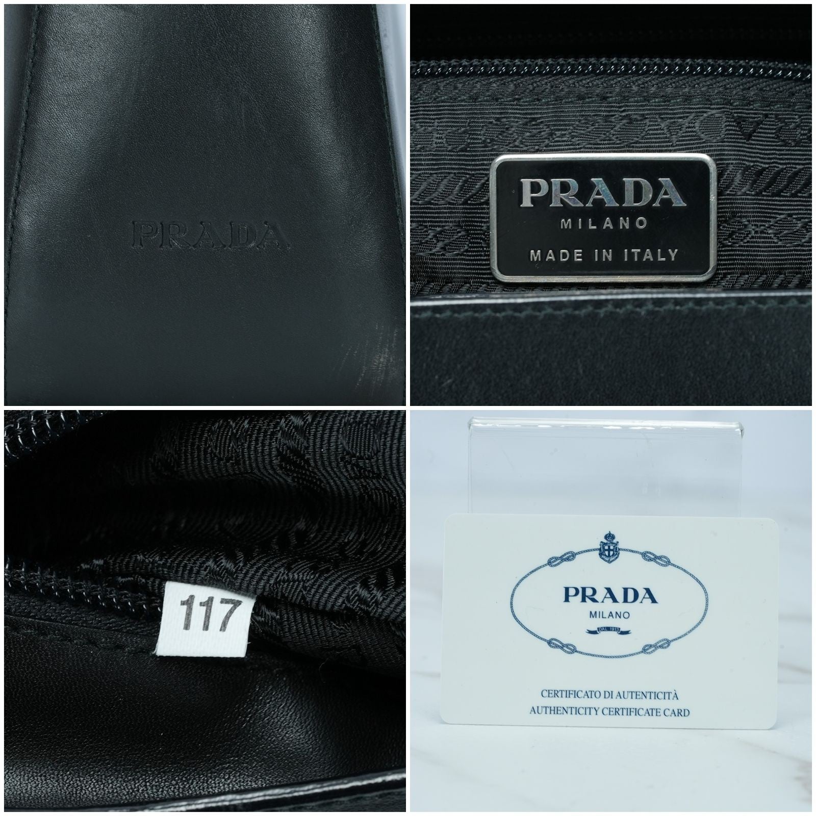 PRADA Vitello VITELLO CORINO NERO Handbag BR1277 Black Tote Bag