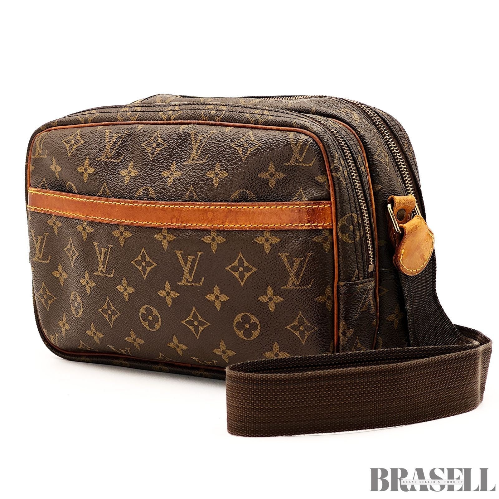LOUIS VUITTON Reporter PM Crossbody Shoulder Bag Monogram Canvas Leather M45254