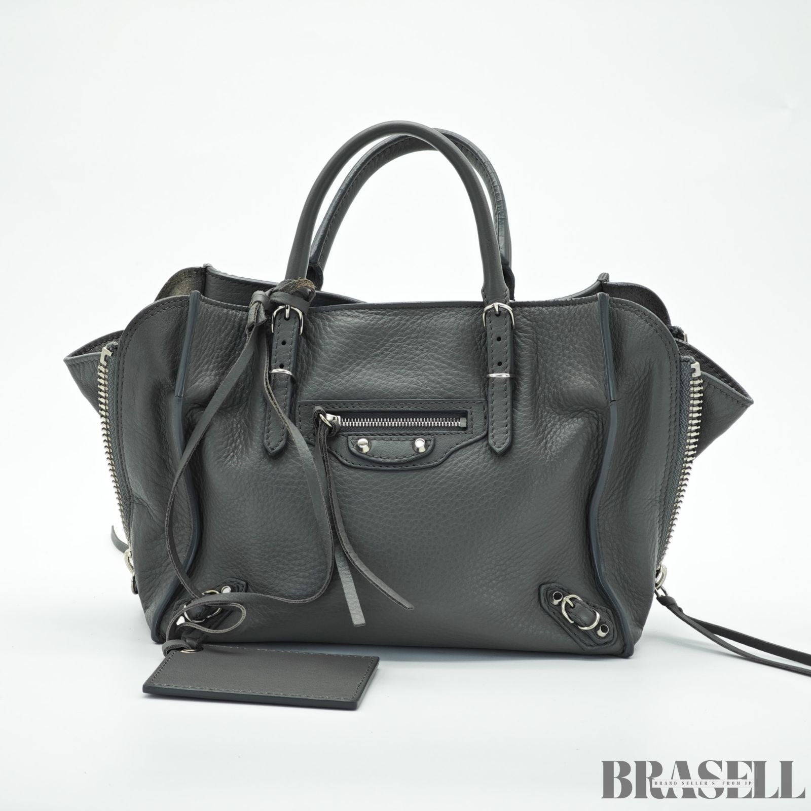 BALENCIAGA 2-Way Handbag Shoulder Bag Paper A4 357333 Gray color