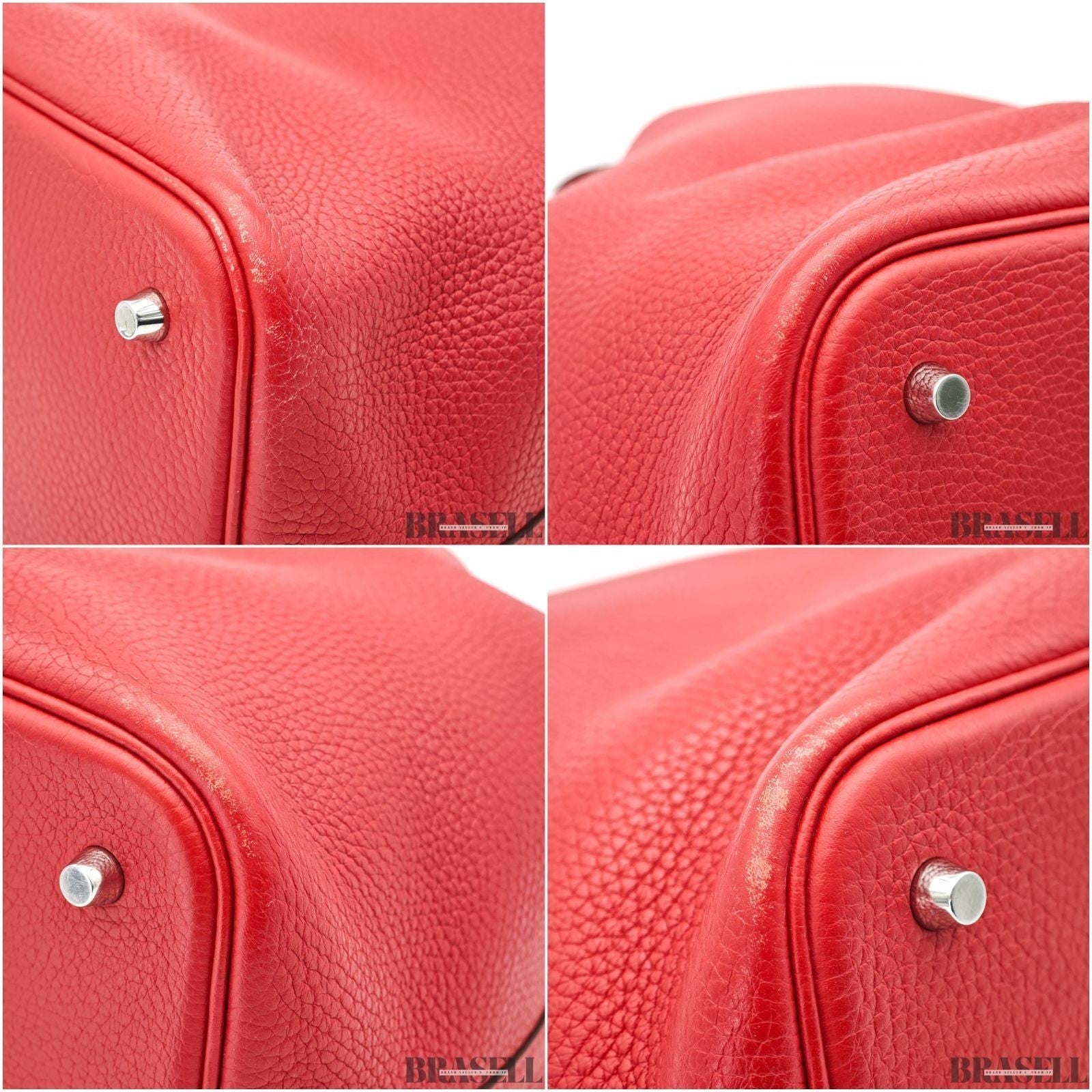 HERMES Picotin Lock MM Handbag Rose Extreme Clemence Leather Silver Hardware