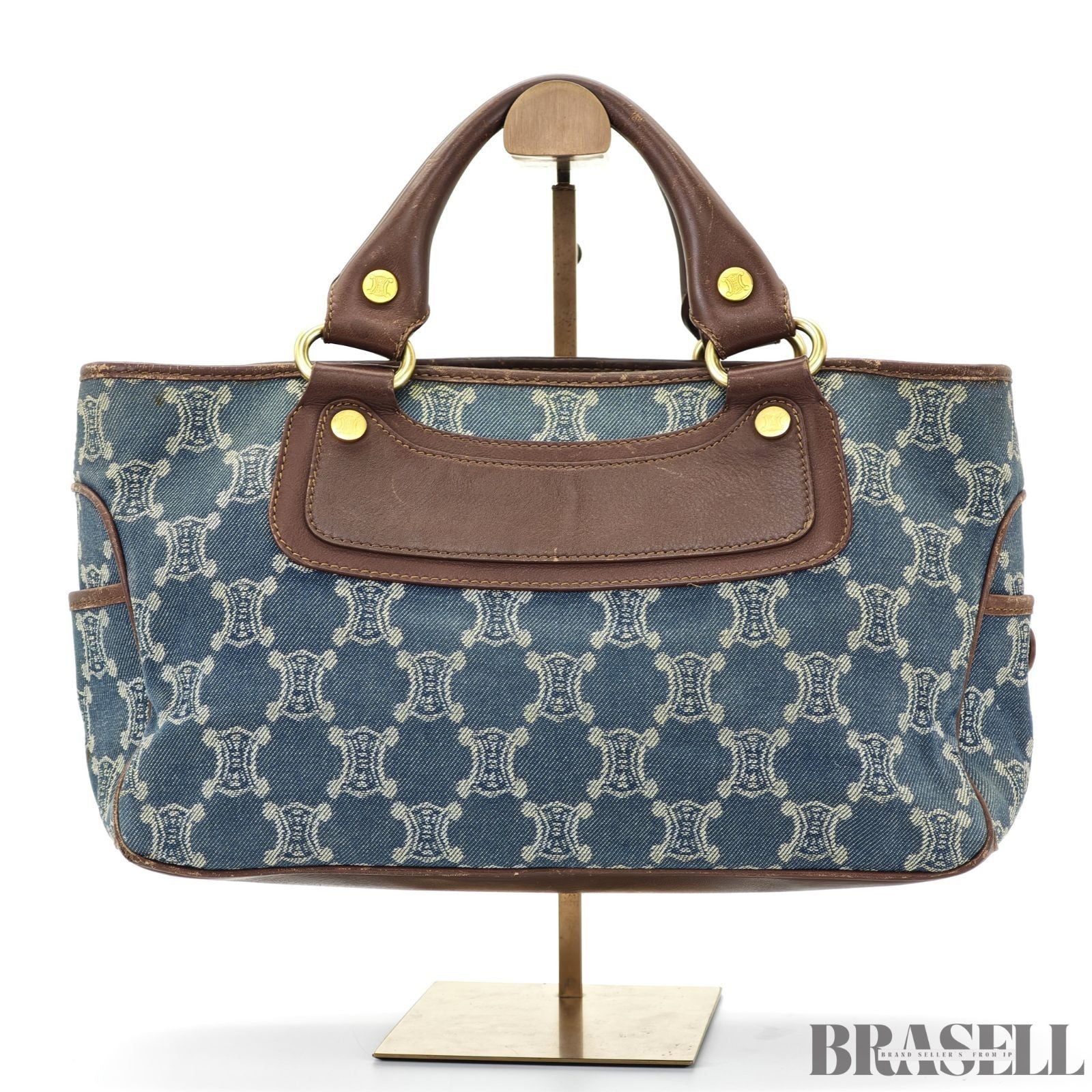 CELINE Macadam Boogie Bag YS00/75 Canvas Handbag in Blue Denim/Brown