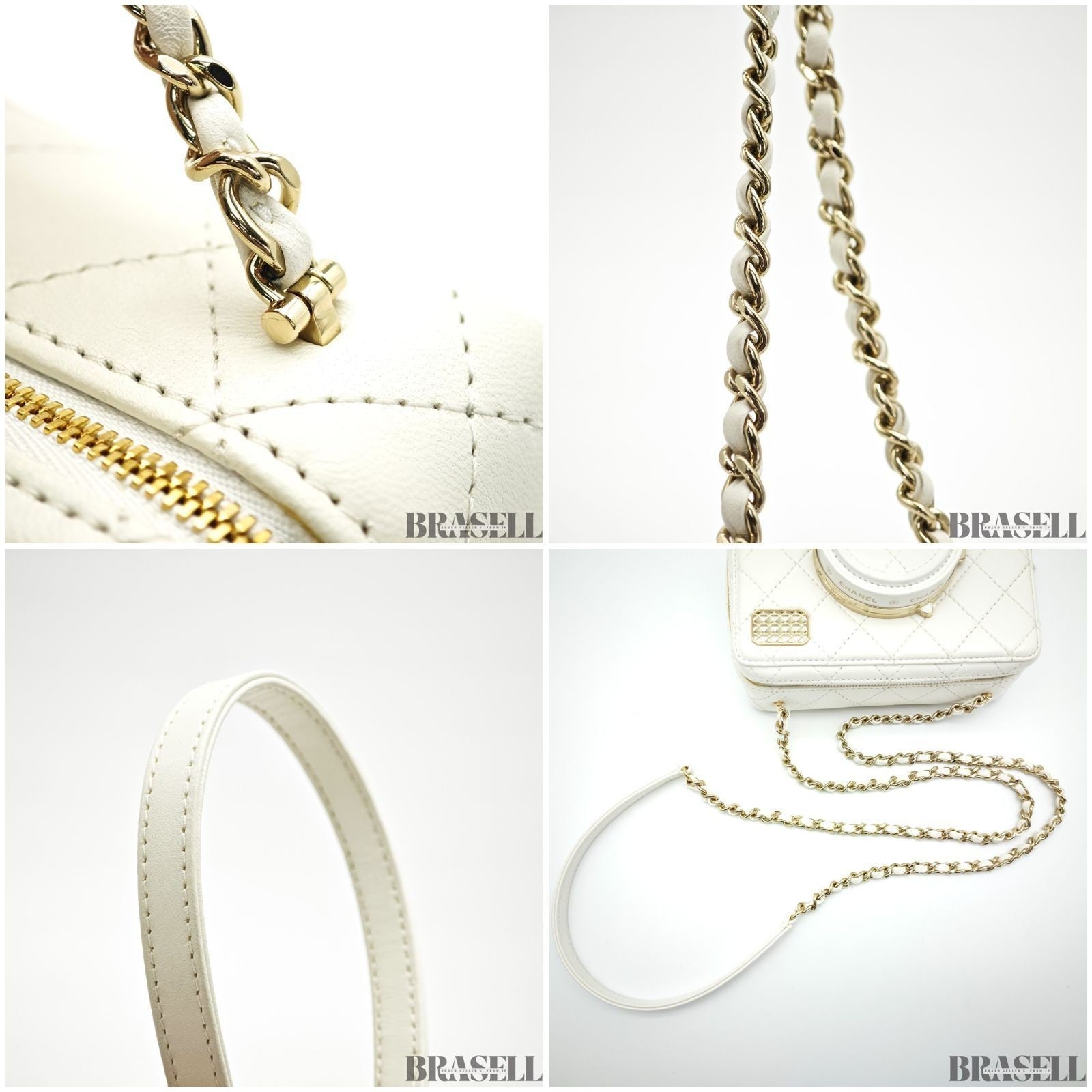Chanel Matelassé Camera Bag AS4817 Shoulder Bag Compact With Mirror White
