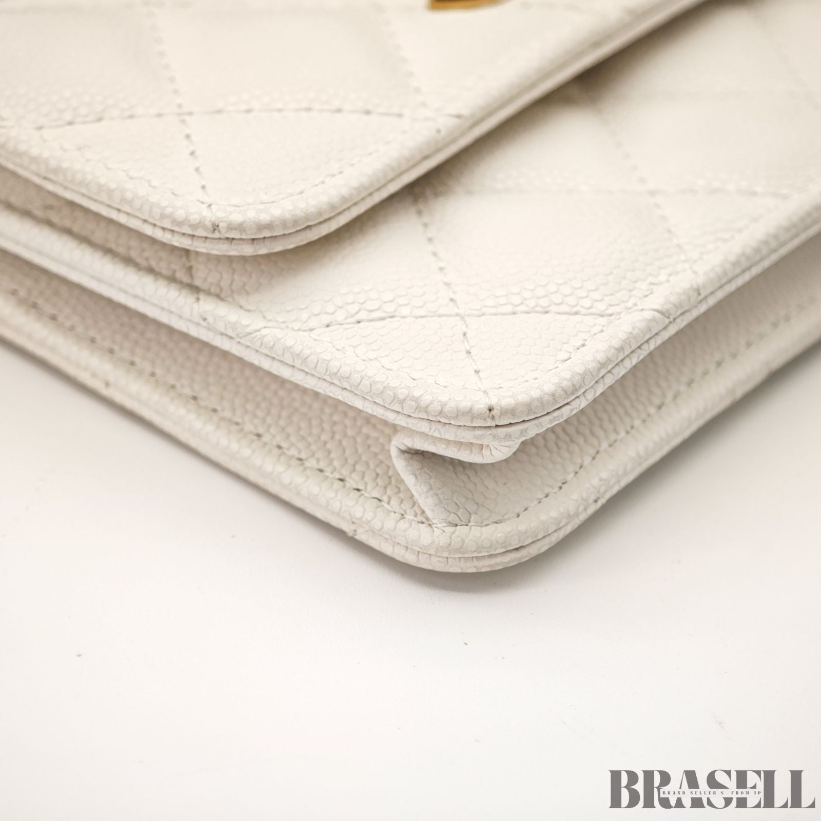 CHANEL Mini Matelasse Quilted Chain Shoulder Bag Women White w/Box Dust Bag