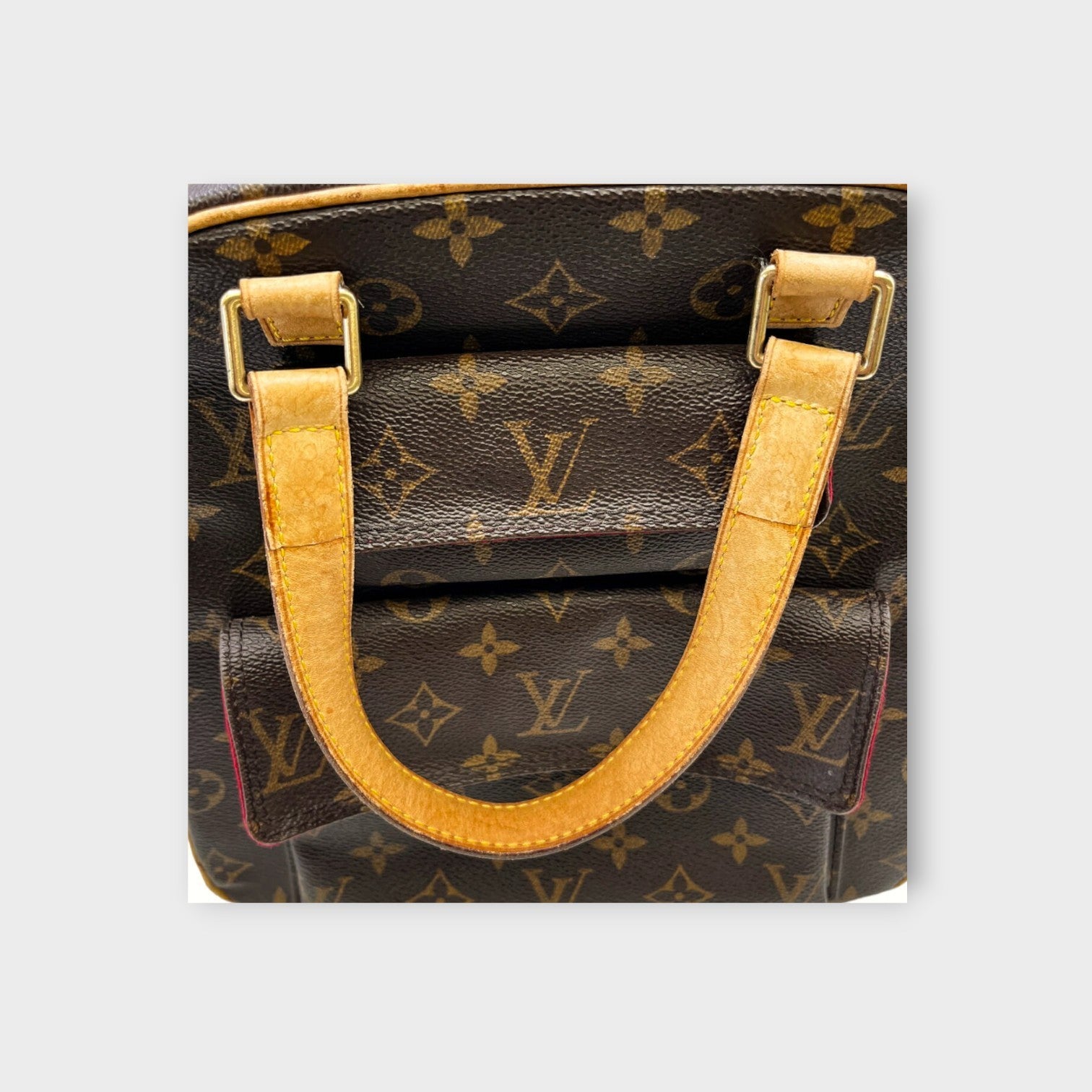 Louis Vuitton Monogram Excentri Cite M51161 Handbag Canvas Leather Brown【B】