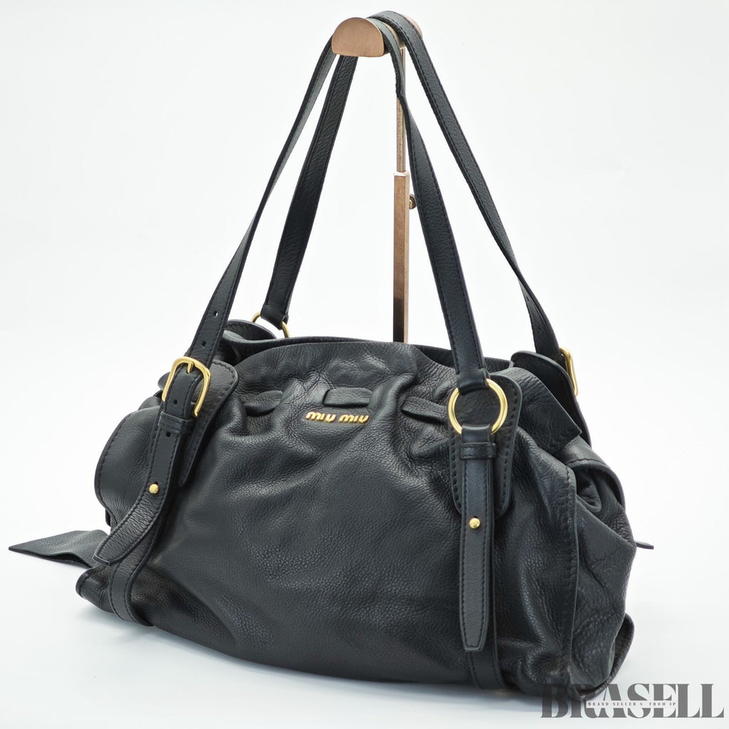 Miu Miu Madras 2-Way Bag RL0058 Handbag Shoulder Bag Black Women's