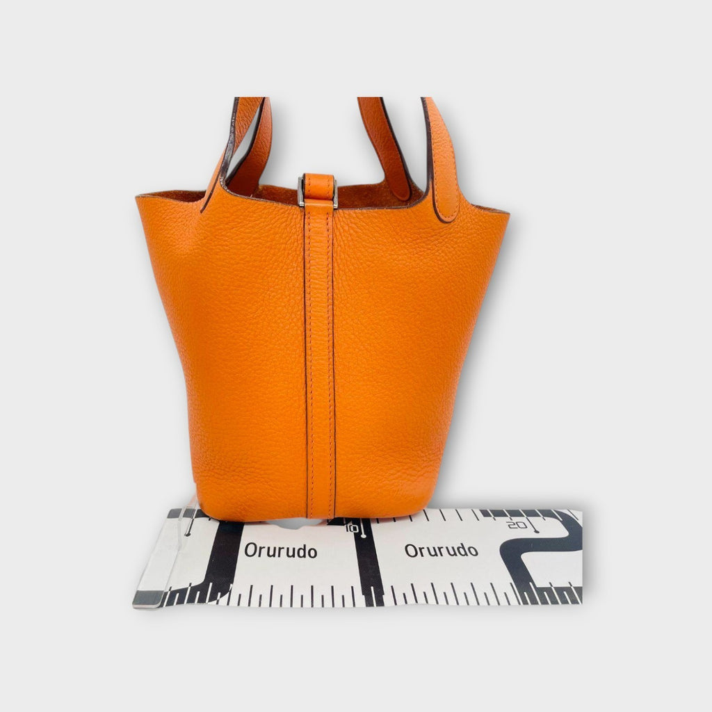 Hermès Picotin PM H Stamp Handbag Orange Leather Taurillon Clémence 【A】