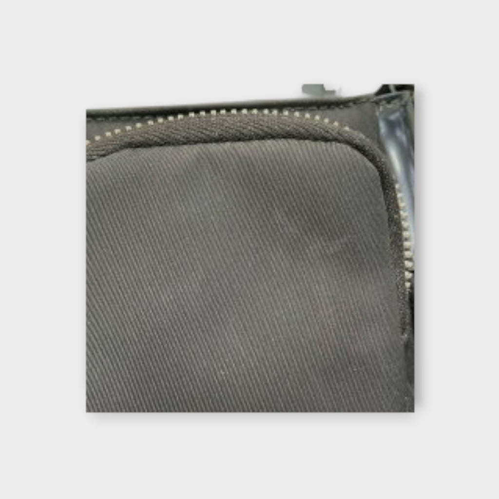 Prada Brushed Leather Shoulder Bag 1BD295 Black Patent Leather【B】