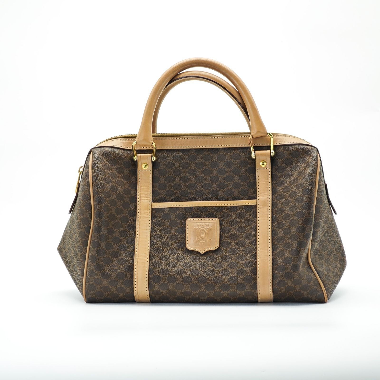 CELINE Macadam Handbag Mini Boston Bag Brown Women's