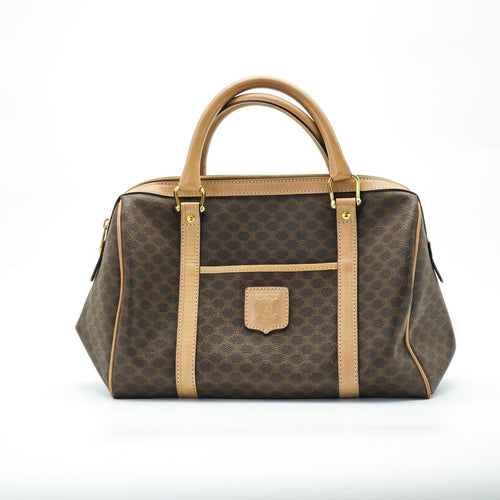 CELINE Macadam Handbag Mini Boston Bag Brown Women's