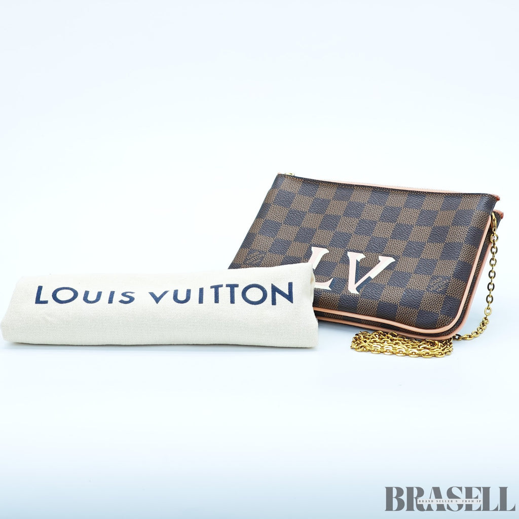 LOUIS VUITTON Damier Double Zip Pochette N60254 Damier Canvas