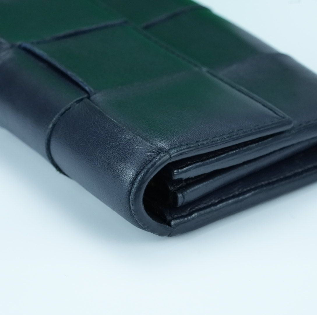 BOTTEGA VENETA Cassette Intrecciato Navy Long Wallet with Built-in IC Chip