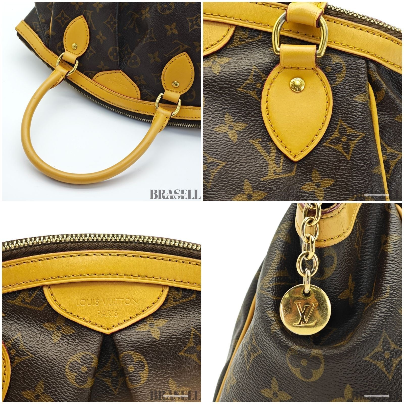 Louis Vuitton Tivoli PM M40143 Monogram Canvas Leather Handbag Tote Bag Brown