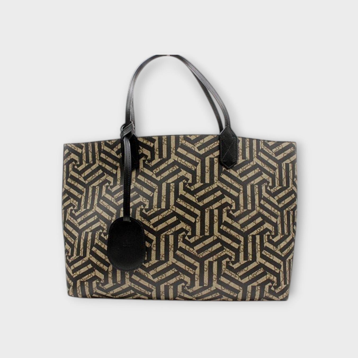 GUCCI GG Kaleido Reversible Tote Bag 368568 Brown Black PVC Leather【B】