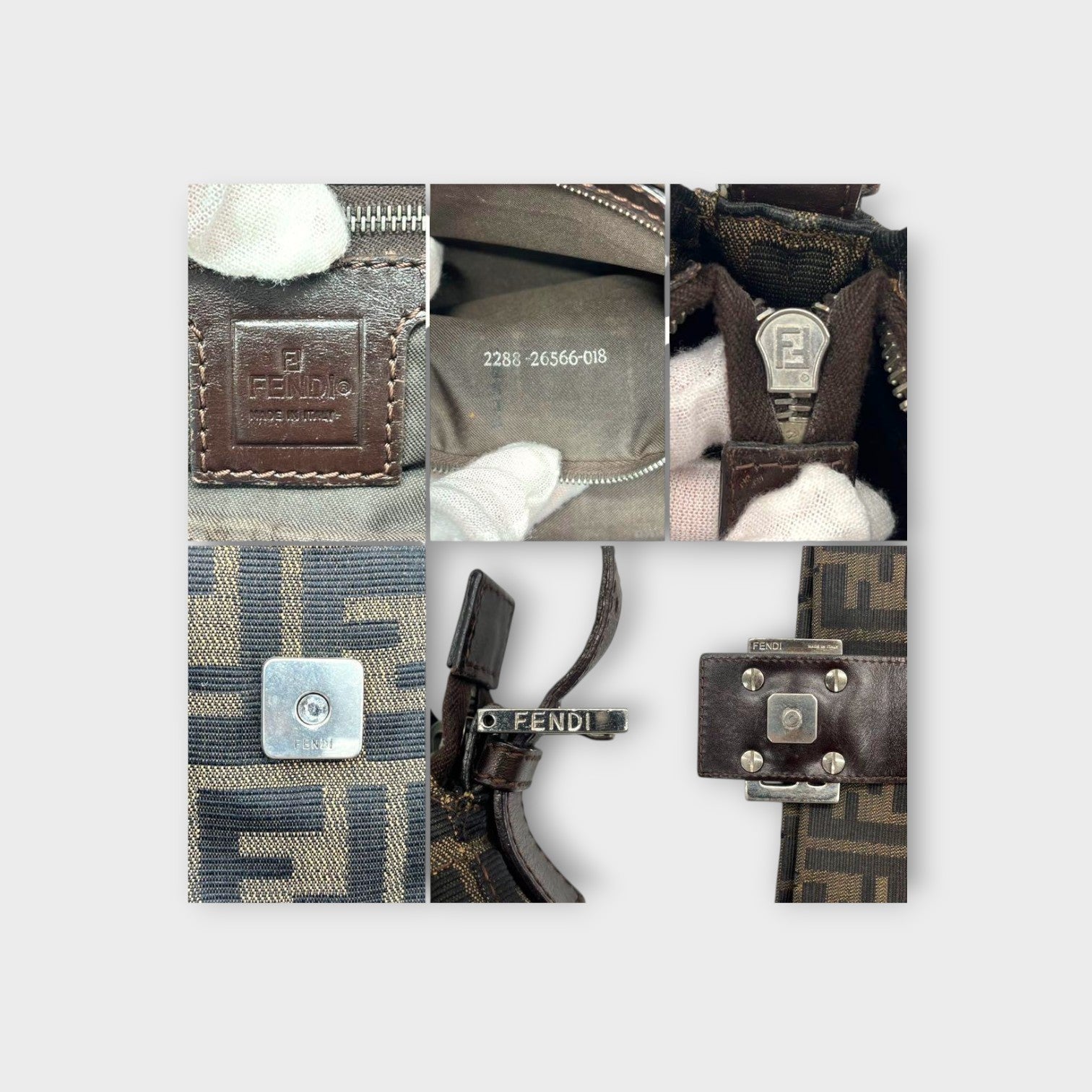 Fendi Mamma Baguette Zucca Pattern Shoulder Bag Brown Canvas Leather 【B】