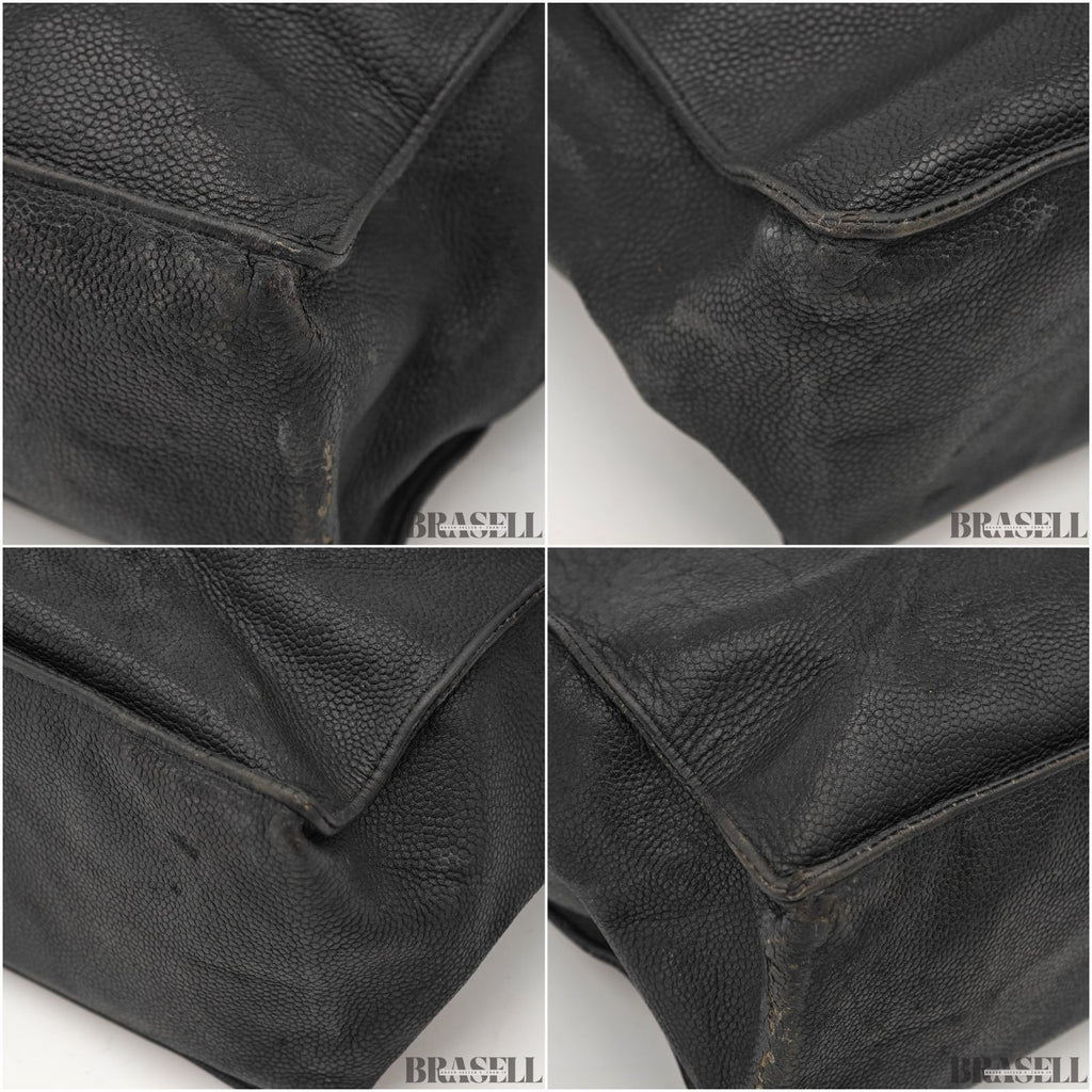 CHANEL Lambskin Chain Tote Bag Large CC Logo Chain Shoulder Business Tote Black