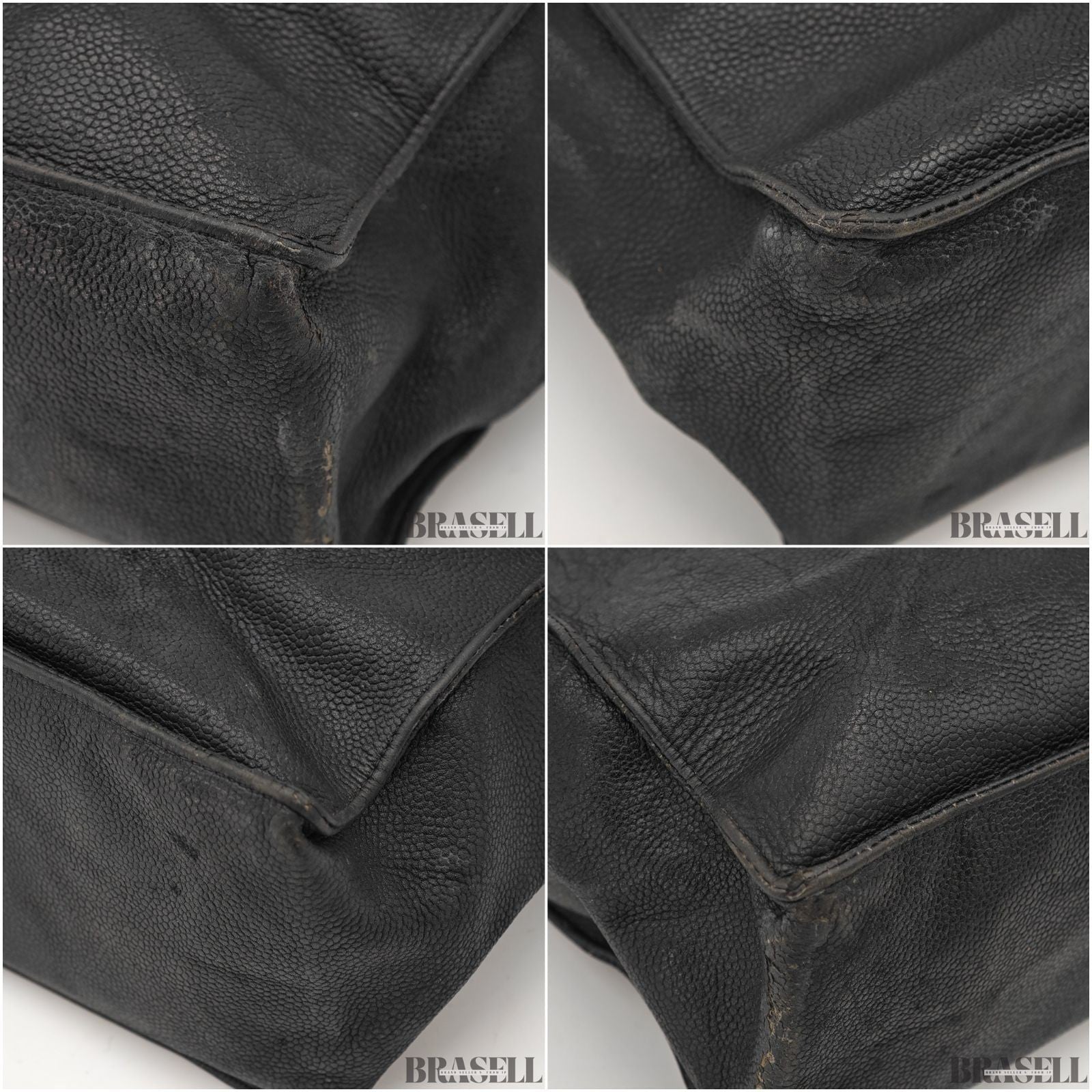 CHANEL Lambskin Chain Tote Bag Large CC Logo Chain Shoulder Business Tote Black