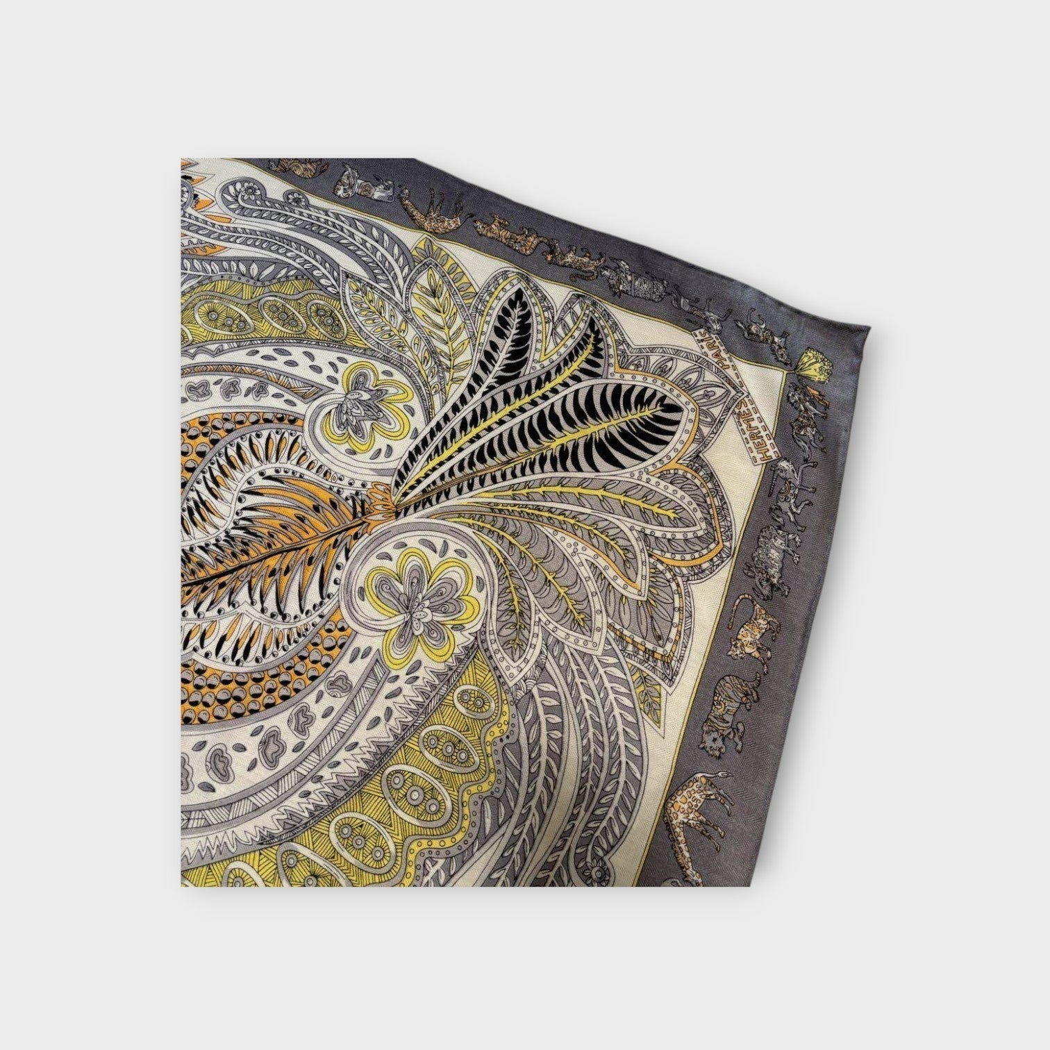 Hermès Carré 140 Herringbone "Jardin de la Maharani" Silk Scarf Bandana 【S】
