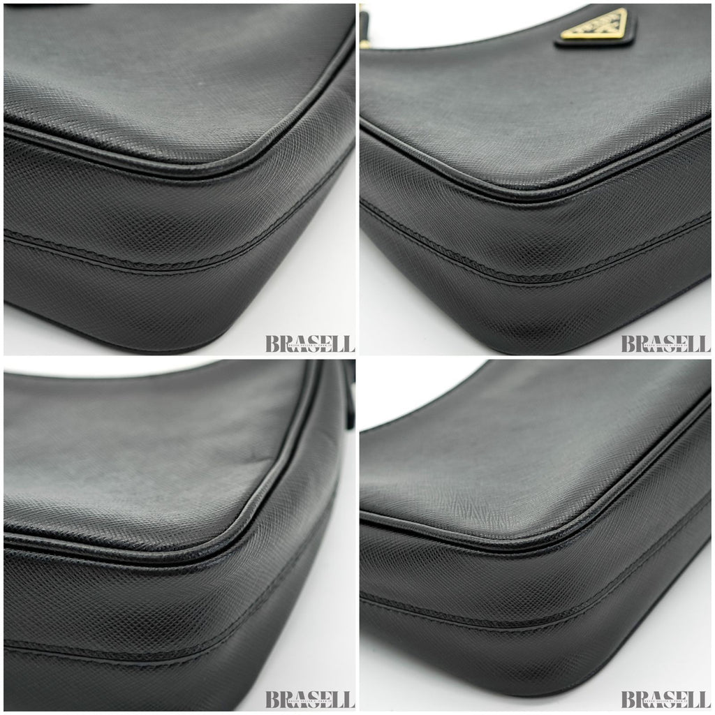 PRADA Re-Edition 2005 Saffiano 1BH204 Handbag Chain Nero Black Leather