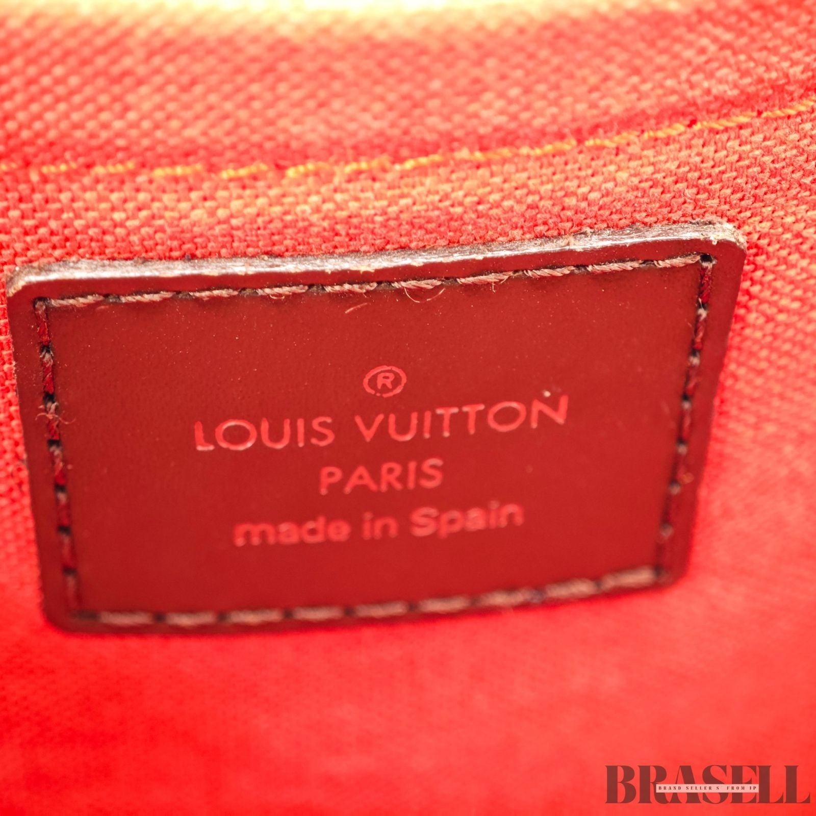LOUIS VUITTON Logo Ribera MM Hand Bag Damier Ebene Leather Brown N41434 Spain
