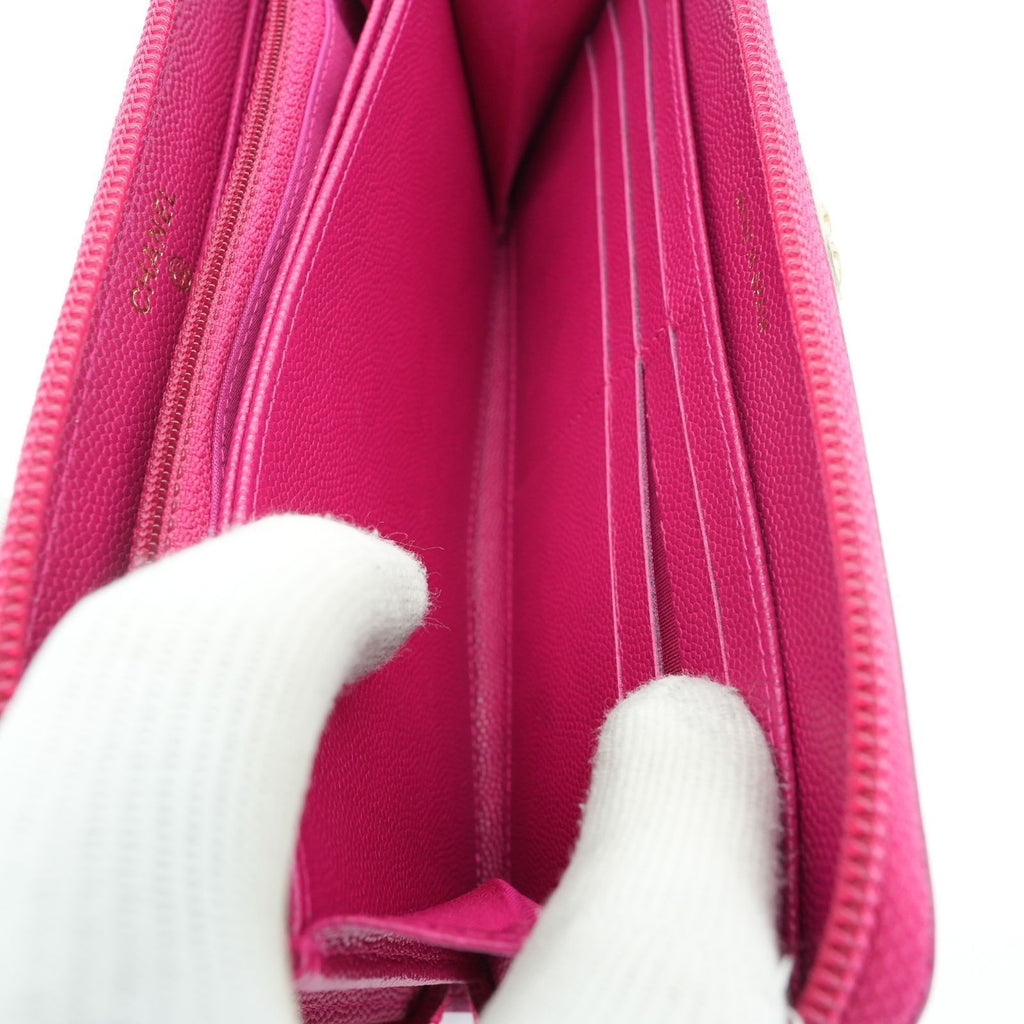 CHANEL Boy Chanel Caviar Leather Long Wallet Pink Women's 23 Series