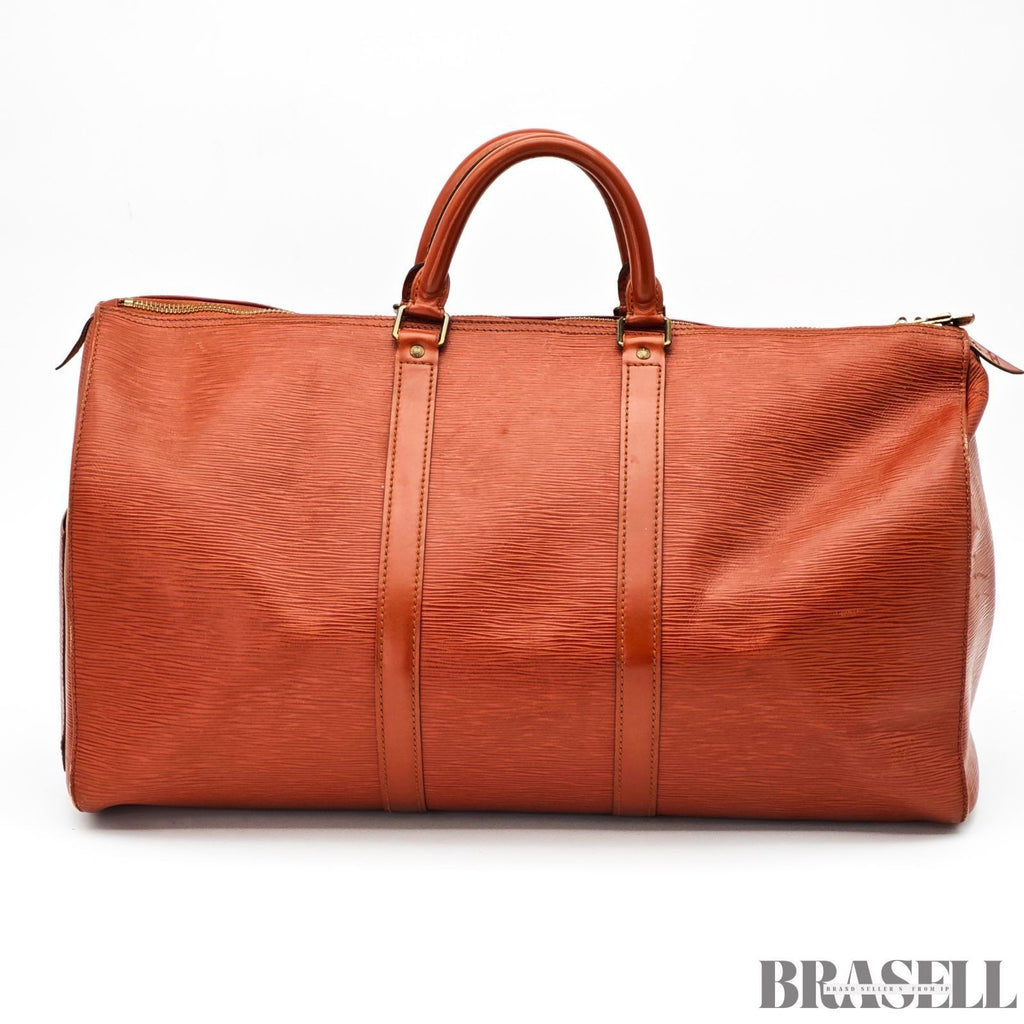 LOUIS VUITTON Epi Keepall 50 M42968 Boston Bag Zipang Gold Epi Leather Auth