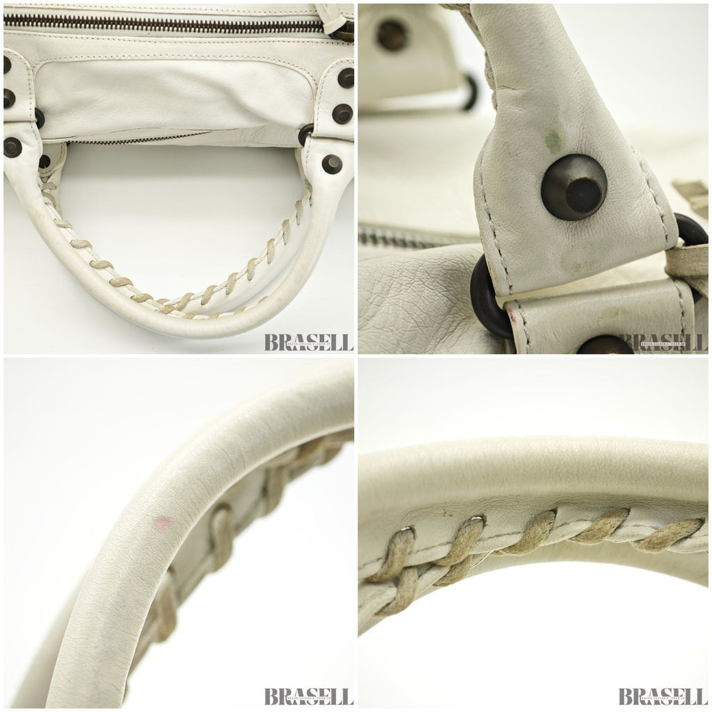 Balenciaga The First 103208 213048 Bag Handbag Cylinder Horizontal Ivory