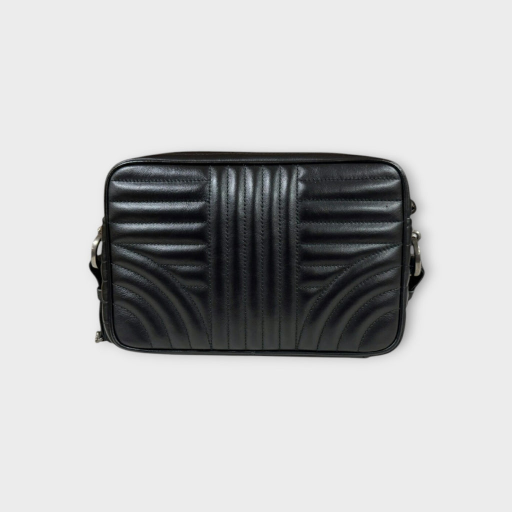 Prada Crystal Studs Chain Shoulder Bag Leather 1BH103 Black Silver Hardware 【A】