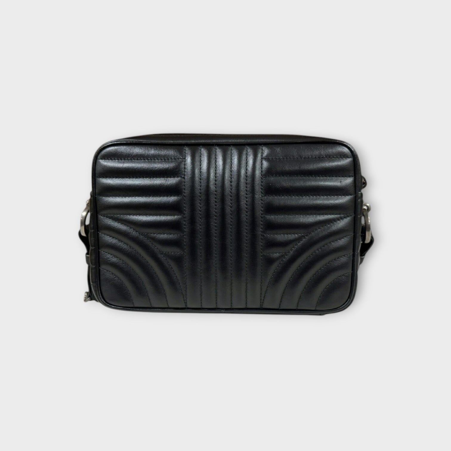Prada Crystal Studs Chain Shoulder Bag Leather 1BH103 Black Silver Hardware 【A】
