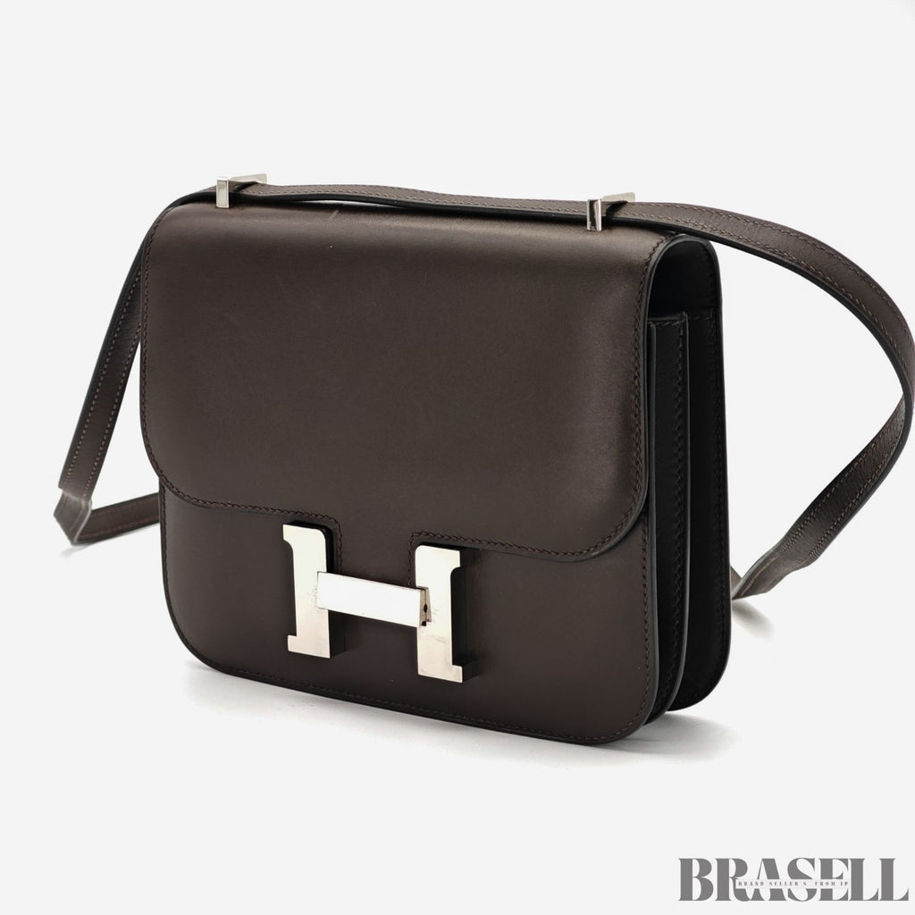 HERMES Constance 3 Mini Shoulder Bag Vos Swift Chocolate Silver Hardware