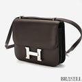 HERMES Constance 3 Mini Shoulder Bag Vos Swift Chocolate Silver Hardware