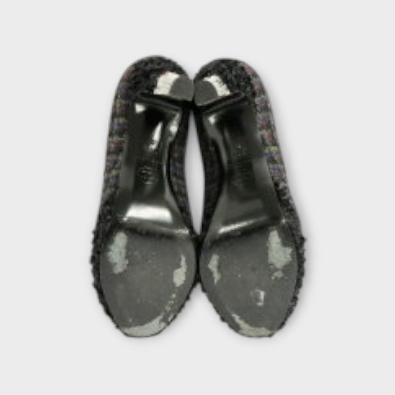 CHANEL Tweed Pumps G27495 Size 34.5 (21.5cm) Black with Coco Mark