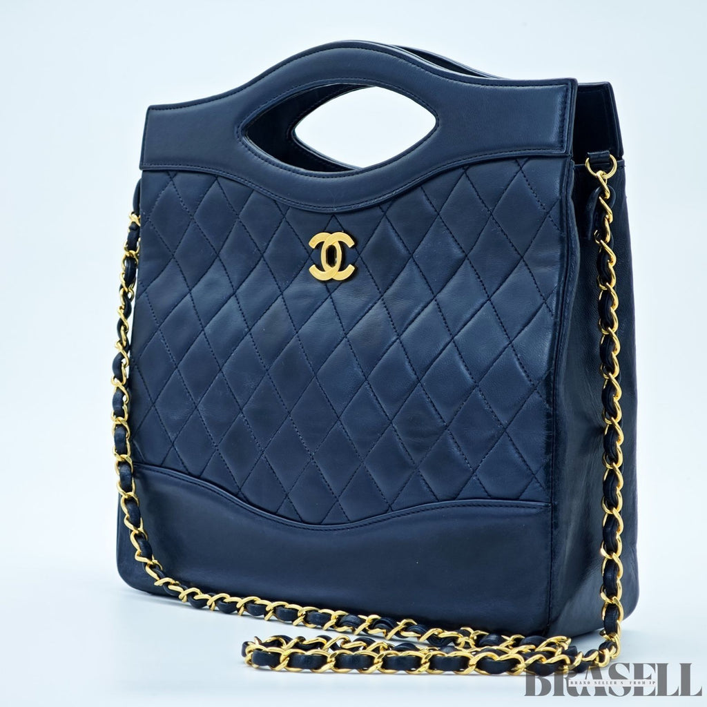 Borsa a mano Chanel Matelassé Coco Mark a 2 vie in pelle di agnello borsa a...
