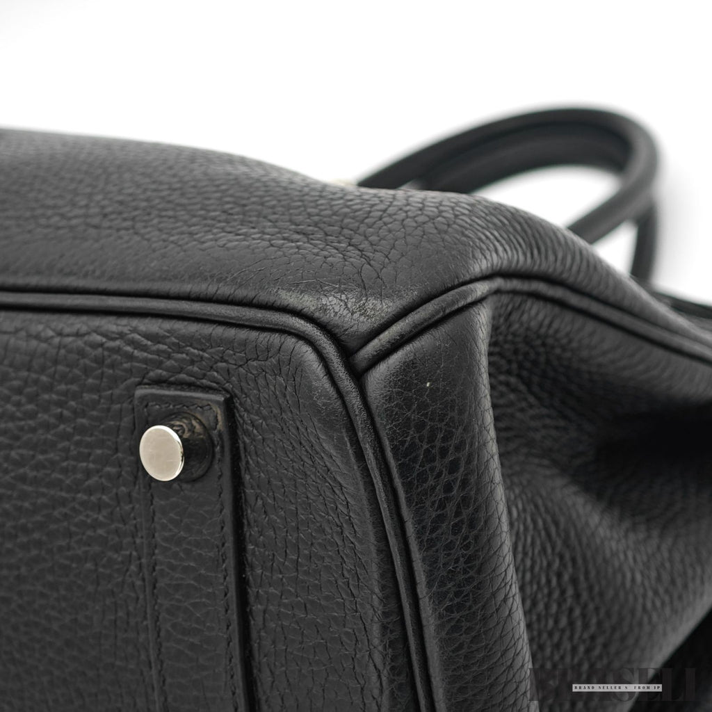 HERMES Birkin 35 Hand Bag Tote Bag Black Noir Taurillon Clemence Women