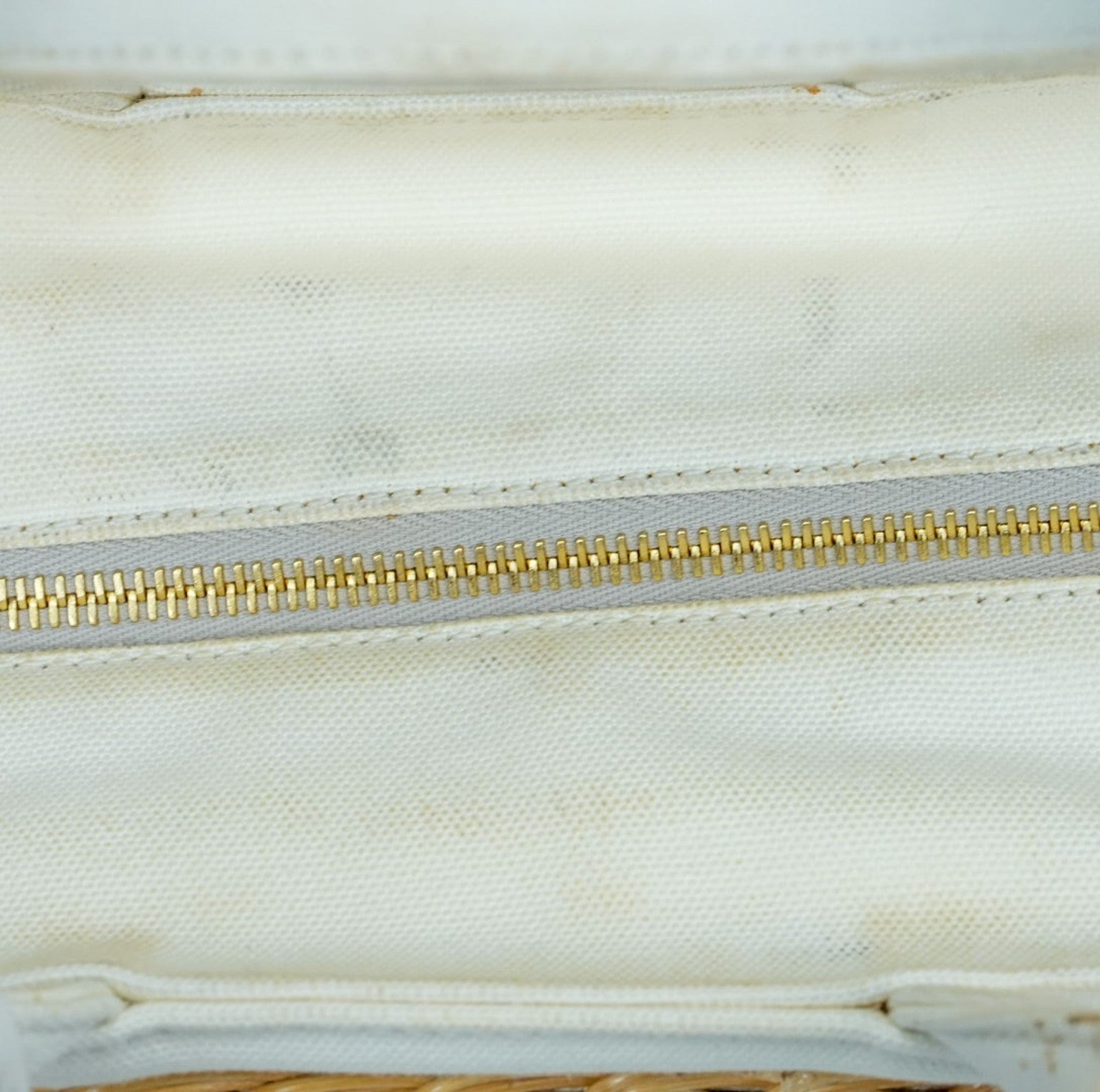 PRADA Canapa Wicker Basket Bag Rattan Raffia 2Way Beige White hand shoulder 【B】