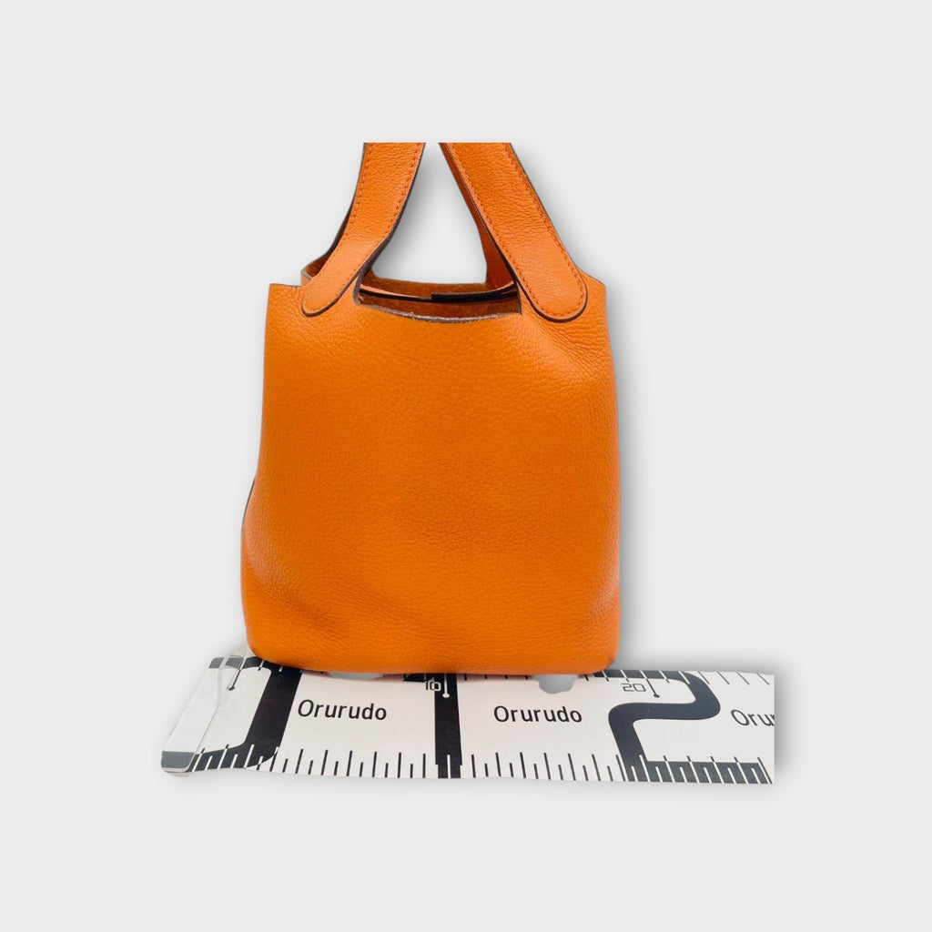 Hermès Picotin PM H Stamp Handbag Orange Leather Taurillon Clémence 【A】