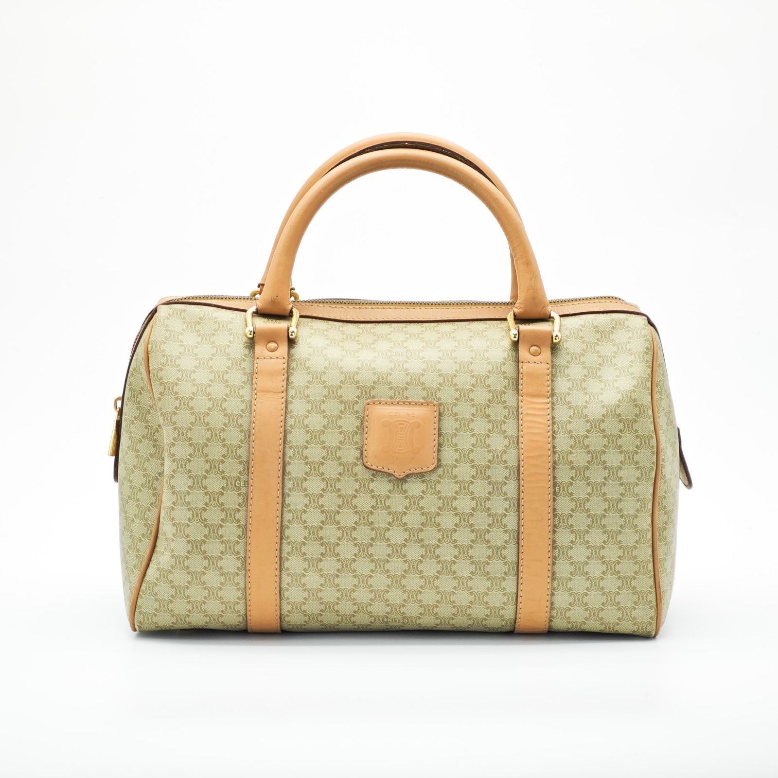 CELINE Macadam Mini Boston Bag Brown/Beige Women's