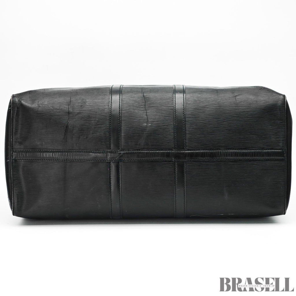 Louis Vuitton Epi Keepall 55 Black Embossed Logo Boston Bag M59142 Epi Leather