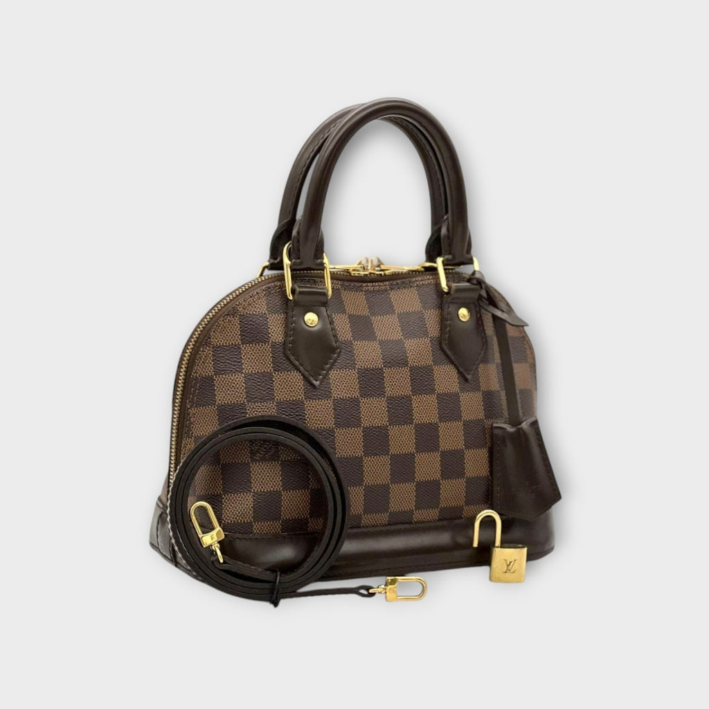Louis Vuitton Alma BB N41221 Damier 2Way Handbag Brown PVC Leather 【A】