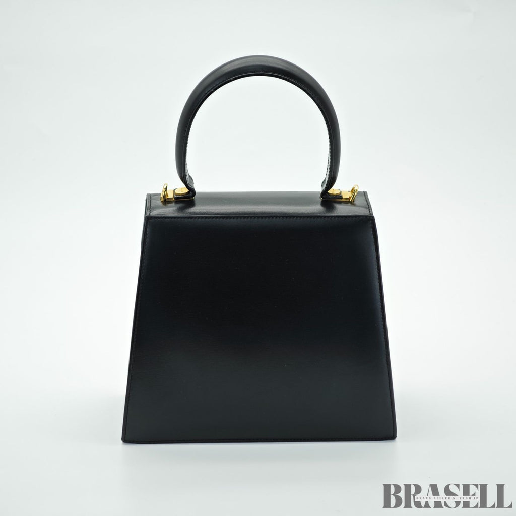 Salvatore Ferragamo Gancini Handbag with Flap Black color