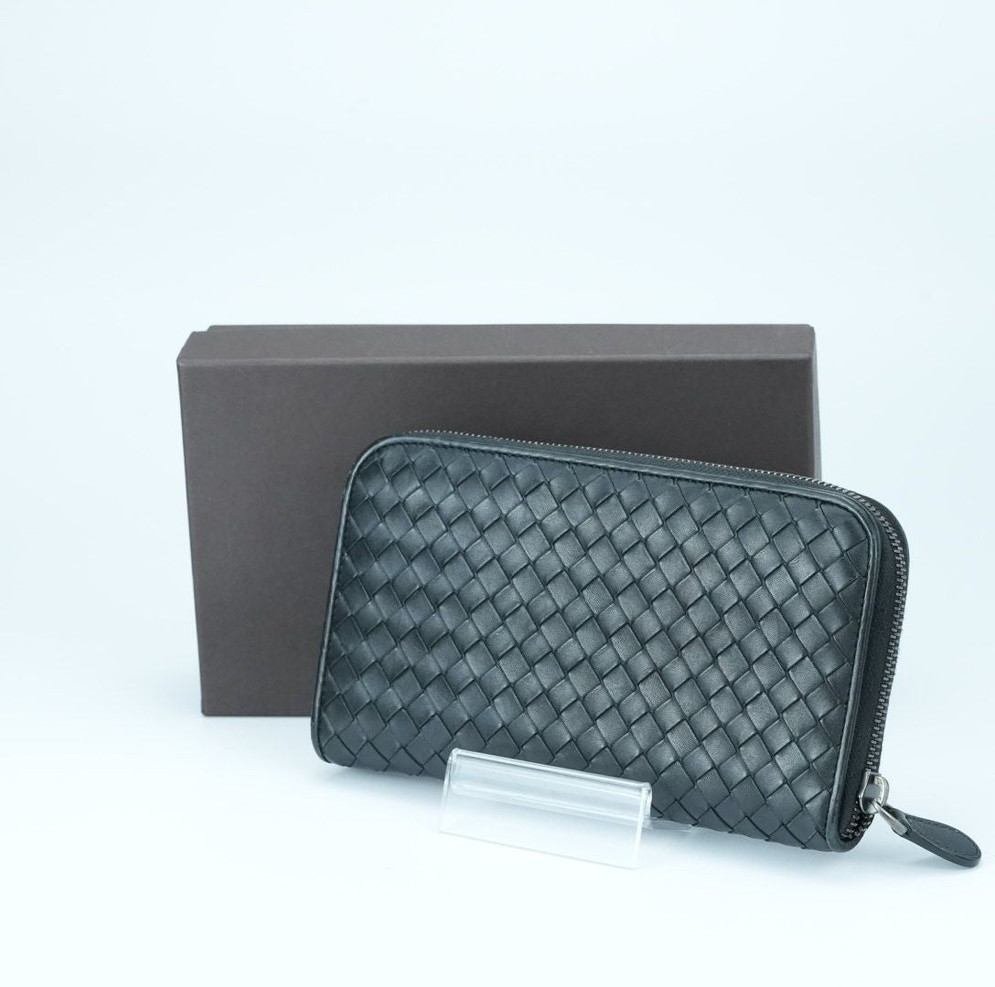 BOTTEGA VENETA Intrecciato Long Wallet Black for Men and Women